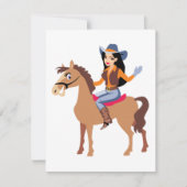 女性のカーボーイ馬に乗る招待状 招待状 (正面)