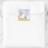 女性のカーボーイ馬の誕生日パーティーフェイスステッカー スクエアシール (バッグ)