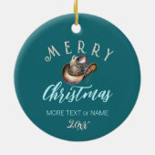 女性のカーボーイ馬カウボーイブーツハットウェスタンフローラ セラミックオーナメント (裏面)