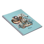 女性のカーボーイ馬カウボーイブーツハットウェスタンフローラ ノートブック (右側)