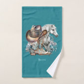 女性のカーボーイ馬カウボーイブーツハットウェスタンフローラ バスタオルセット (ハンドタオル)