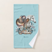 女性のカーボーイ馬カウボーイブーツハットウェスタンフローラ バスタオルセット (ハンドタオル)