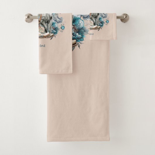 女性のカーボーイ馬カウボーイブーツハットウェスタンフローラ バスタオルセット (インサイチュ)