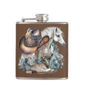 女性のカーボーイ馬カウボーイブーツハットウェスタンフローラ フラスク (正面)