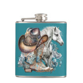 女性のカーボーイ馬カウボーイブーツハットウェスタンフローラ フラスク (正面)