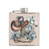 女性のカーボーイ馬カウボーイブーツハットウェスタンフローラ フラスク (正面)