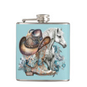 女性のカーボーイ馬カウボーイブーツハットウェスタンフローラ フラスク (正面)