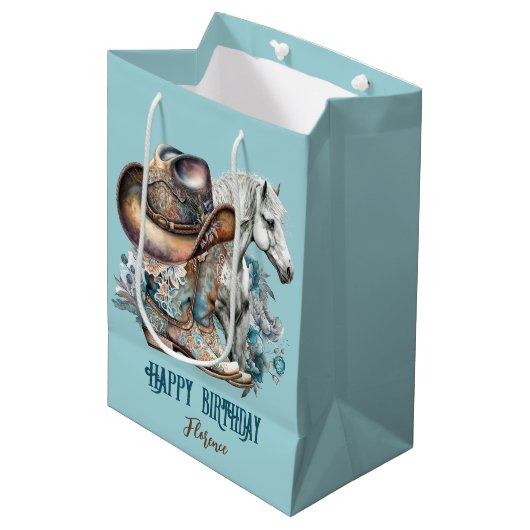 女性のカーボーイ馬カウボーイブーツハットウェスタンフローラ ミディアムペーパーバッグ (正面アングル)