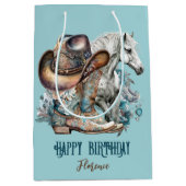 女性のカーボーイ馬カウボーイブーツハットウェスタンフローラ ミディアムペーパーバッグ (正面)