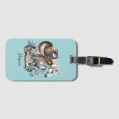 女性のカーボーイ馬カウボーイブーツハットウェスタンフローラ ラゲッジタグ (正面横)