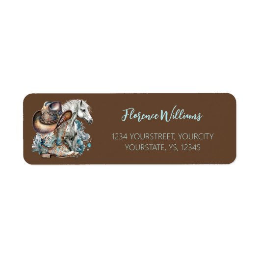 女性のカーボーイ馬カウボーイブーツハットウェスタンフローラ ラベル (正面)