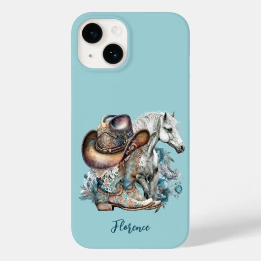 女性のカーボーイ馬カウボーイブーツハットウェスタンフローラ Case-Mate iPhoneケース (裏面)