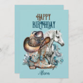 女性のカーボーイ馬フローラ西ブルー誕生日 (正面/裏面)