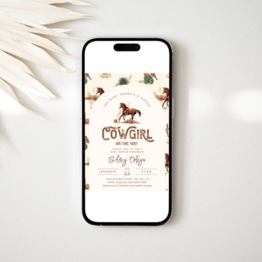 女性のカーボーイ馬ベビーシャワー招待状 招待状
