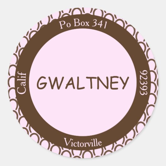 女性のカーボーイ馬蹄形ピンク | ブラウン封筒用シール- ラウンドシール (正面)