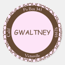 女性のカーボーイ馬蹄形ピンク | ブラウン封筒用シール-