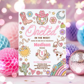 女性のカーボーイ1歳の誕生日ワンテッドインザウエストパーティー 招待状