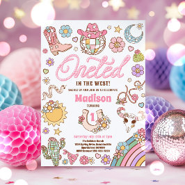 女性のカーボーイ1歳の誕生日ワンテッドインザウエストパーティー 招待状