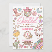 女性のカーボーイ1歳の誕生日ワンテッドインザウエストパーティー 招待状 (正面)
