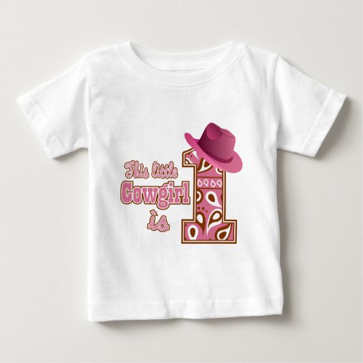 女性のカーボーイ1歳 ベビーTシャツ (正面)