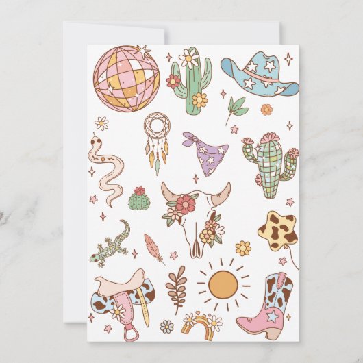 女性のカーボーイ1stバースデーディスコロデオパーティー セーブザデート (裏面)