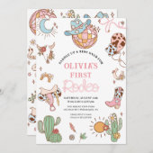 女性のカーボーイ1stバースデーディスコロデオパーティー セーブザデート (正面/裏面)