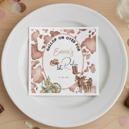 女性のカーボーイ1stロデオカウプリント誕生日 スタンダードカクテルナプキン