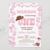 女性のカーボーイ1stロデオファースト誕生日招待状 招待状 (正面/裏面)