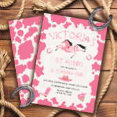 女性のカーボーイ1stロデオ牛のパターン誕生日パーティー 招待状