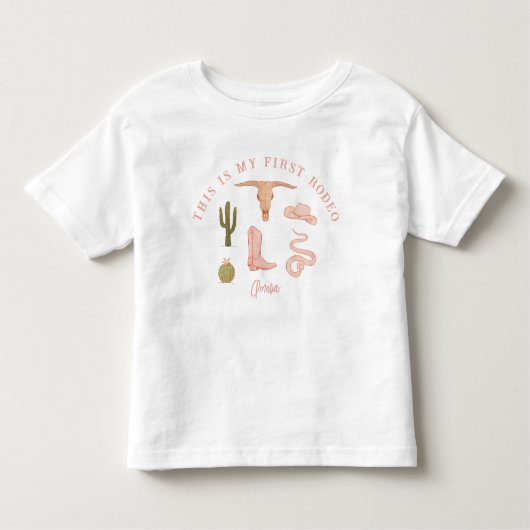 女性のカーボーイ1st誕生日パーティーファーストロデオ トドラーTシャツ (正面)