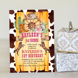女性のカーボーイ1st rodeo horses western birthday 招待状