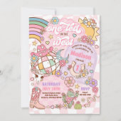 女性のカーボーイ1st Rodeo One-Ted In the West 1st Birthday 招待状 (正面)