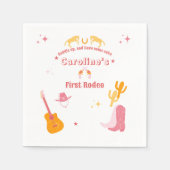 女性のカーボーイ1th誕生日ファーストロデオ スタンダードカクテルナプキン (正面)