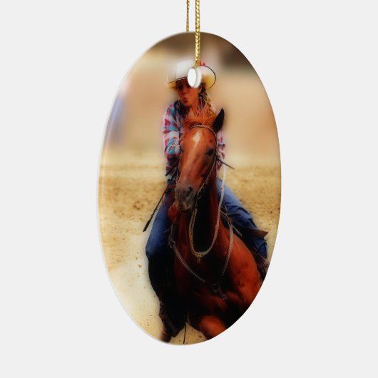 女性のカーボーイ2018の陶磁器のオーナメントを競争させるバレル セラミックオーナメント (右)