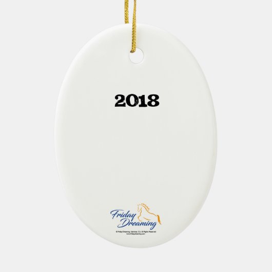 女性のカーボーイ2018の陶磁器のオーナメントを競争させるバレル セラミックオーナメント (裏面)