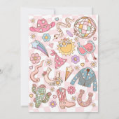 女性のカーボーイ4ロデオの愛4歳の誕生日パーティー 招待状 (裏面)