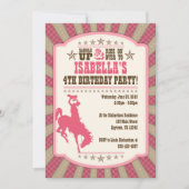 女性のカーボーイ4thバースデーパーティーガール招待状 招待状 (正面)