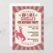 女性のカーボーイ4thバースデーパーティーガール招待状 招待状 (正面/裏面)