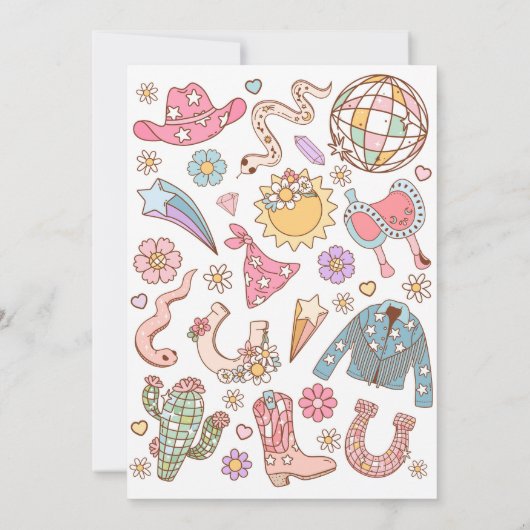 女性のカーボーイ4th誕生日4ロデオパーティーの愛 招待状 (裏面)