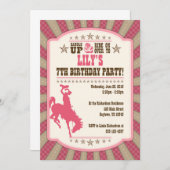 女性のカーボーイ7thバースデーパーティーガール招待状 招待状 (正面/裏面)