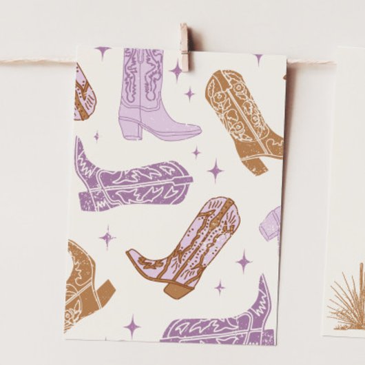 女性のカーボーイ「エンドピース」ハイチェアバンティングバナーカード 招待状