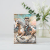 女性のカーボーイ・オン・ピント ポストカード (スタンド正面)