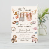 女性のカーボーイ&カウボーイツイン招待状 招待状 (スタンド正面)