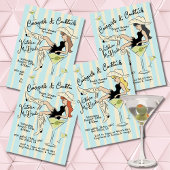 女性のカーボーイ&カクテルマルティーニブライダルシャワー 招待状