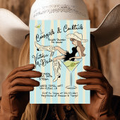 女性のカーボーイ&カクテルマルティーニブライダルシャワー 招待状
