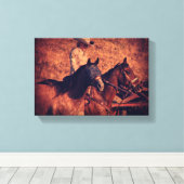 女性のカーボーイ キャンバスプリント (インサイチュ (ウッドフロア))