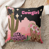 女性のカーボーイ、サボテン、ブーツ、帽子 クッション (ブランケット)