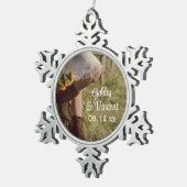 女性のカーボーイ&サンフラワーズカントリーウェスタン結婚ズ スノーフレークピューターオーナメント (右)