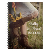 女性のカーボーイ&サンフラワーズカントリーウェスタン結婚ズ ノートブック (正面)