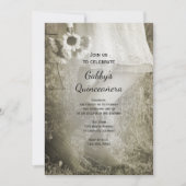 女性のカーボーイ&サンフラワーズカントリーウエスタンキンセアニラ 招待状 (正面)